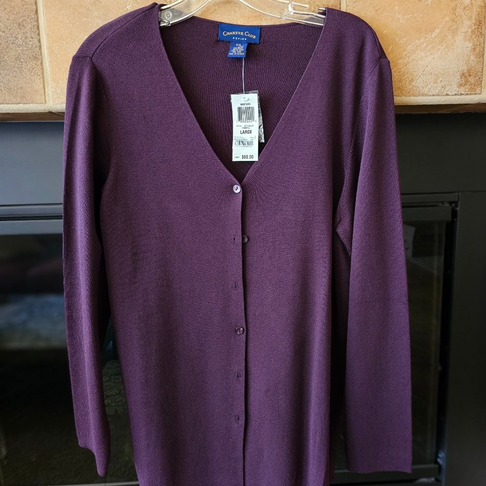 NWT Eggplant colored knit cardigan